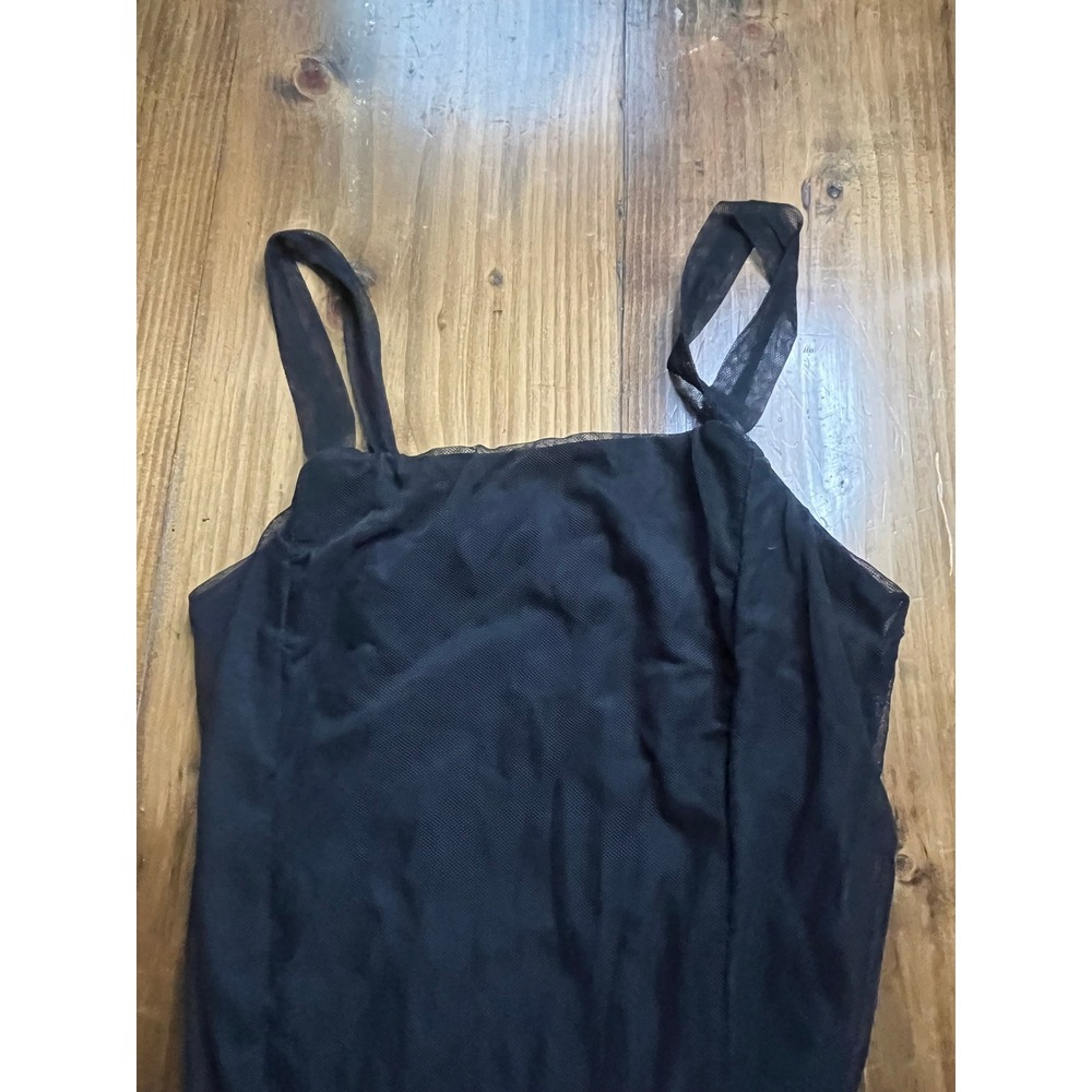 Free Press Black Sheer Mesh Maxi Dress Ruffle Hem Sleeveless Square Neck Small - Picture 4 of 7